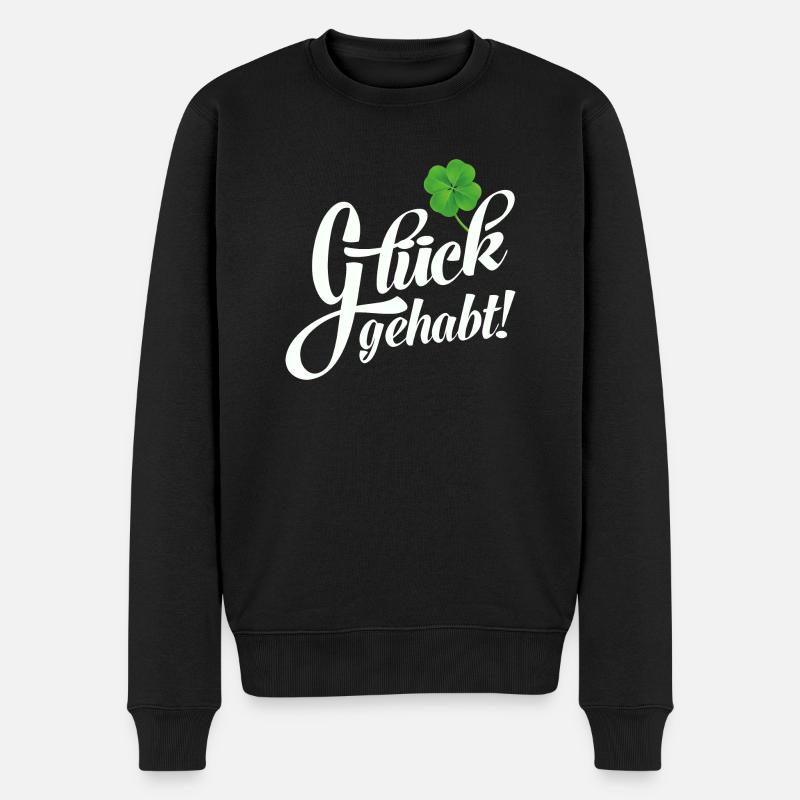 Glück gehabt! - Männer Premium Bio Pullover - Schwarz