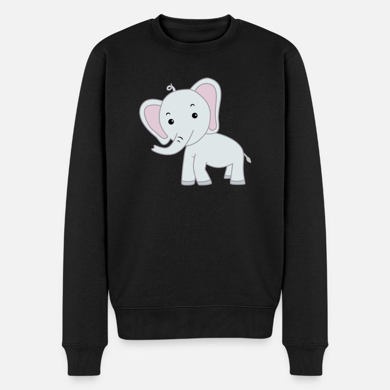 Elefant niedlich - Männer Premium Bio Pullover - Schwarz