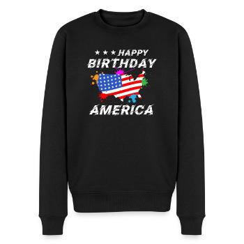 ALLES GUTE ZUM GEBURTSTAG AMERIKA FLAGGE - Männer Premium Bio Pullover - Schwarz - Vorne - Nico (187cm)