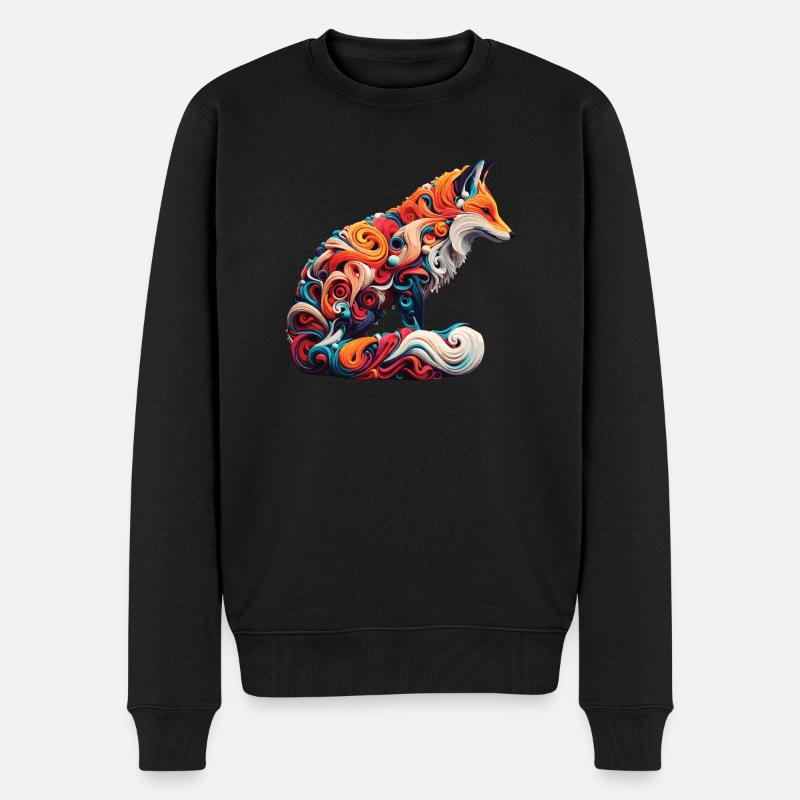 Farbenfroher abstrakter Fuchs - Männer Premium Bio Pullover - Schwarz