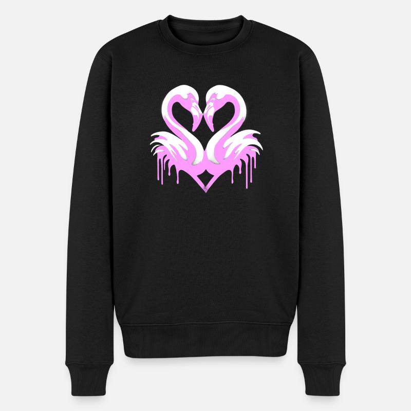 Herzflamingos | Flamingo-Herz - Männer Premium Bio Pullover - Schwarz