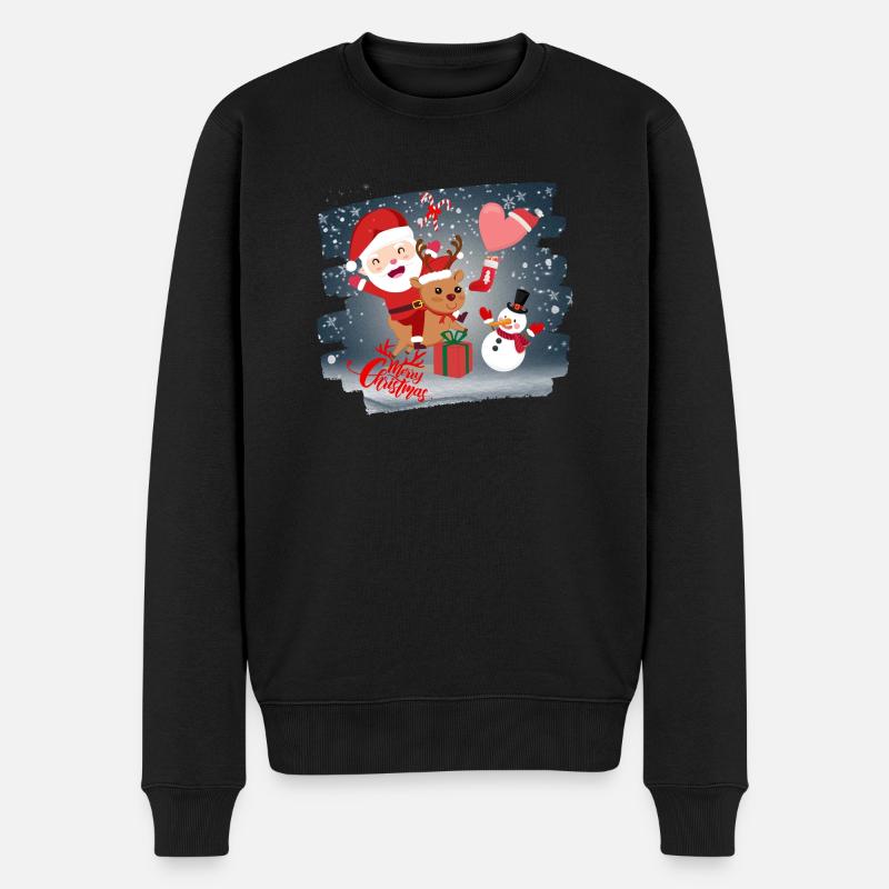 Frohe Weihnachten - Männer Premium Bio Pullover - Schwarz