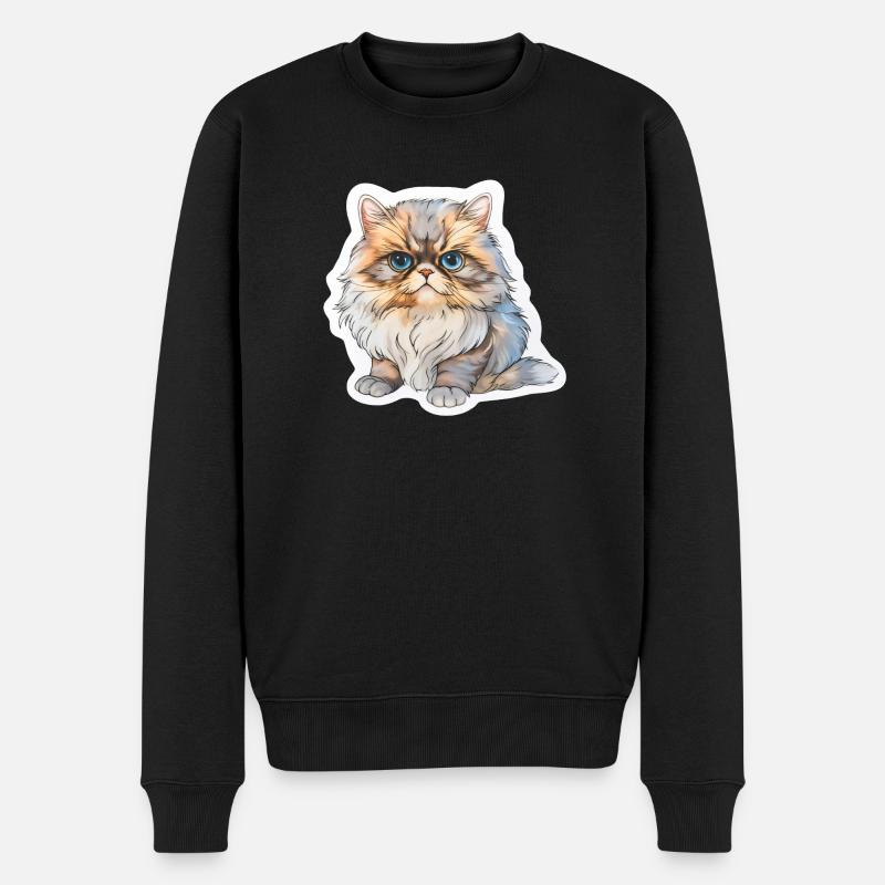 Chat persan potelé - Pull Premium bio Homme - noir