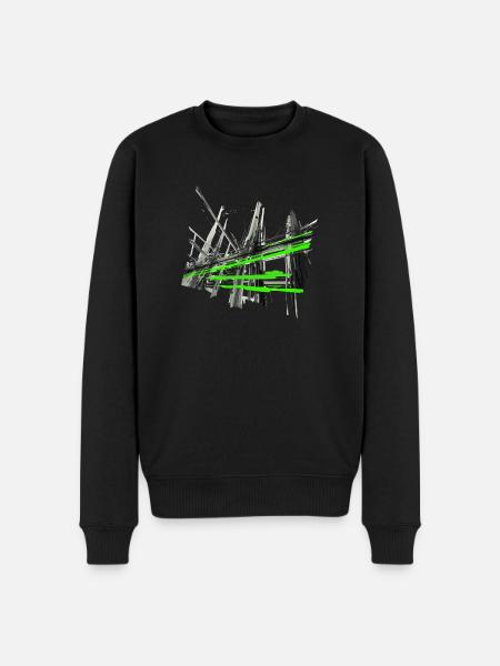 abstrakt lines - Männer Premium Bio Pullover - Schwarz