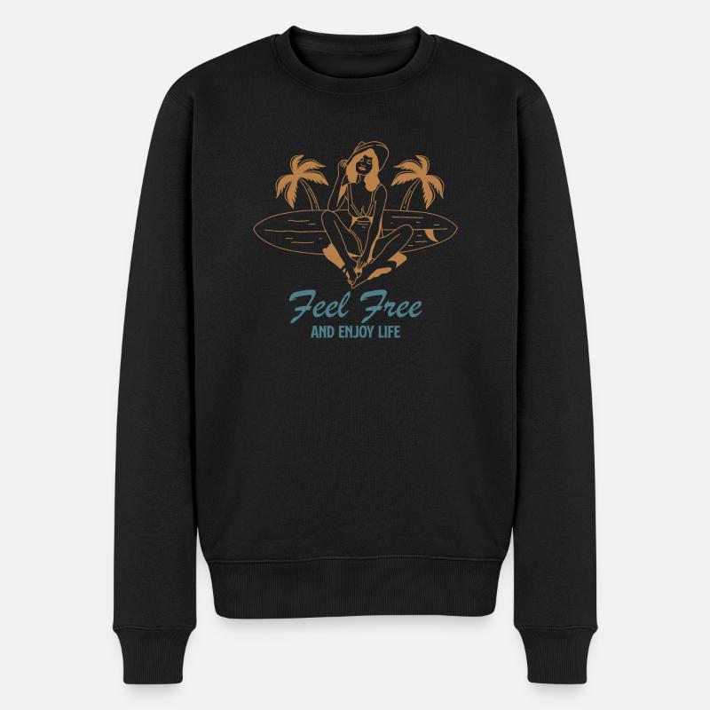 Feel Free Summer - Männer Premium Bio Pullover - Schwarz