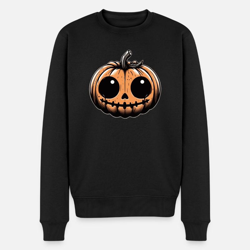 Gruseliger Kürbis - Spooky Pumpkin - Männer Premium Bio Pullover - Schwarz