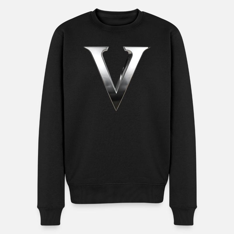 Chrome ,, V " Métallisé - Pull Premium bio Homme - noir