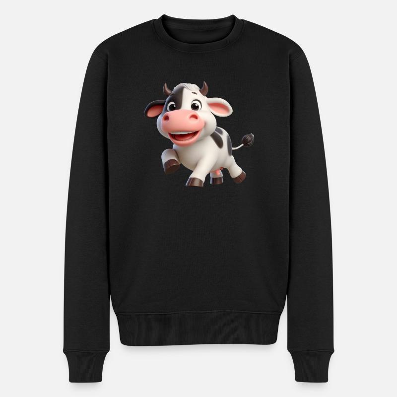 Kuh 2 - Männer Premium Bio Pullover - Schwarz