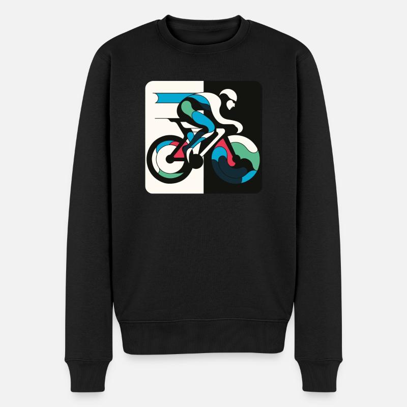 Fahrradfahrer auf dem Rennrad Triathlet Geschenk - Männer Premium Bio Pullover - Schwarz
