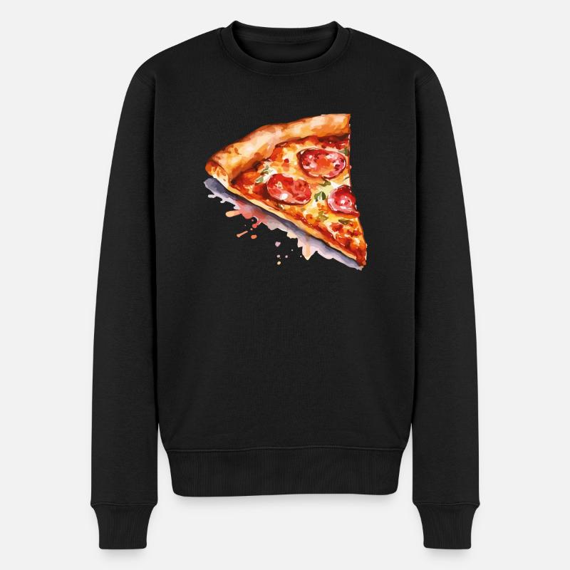 pizza - Männer Premium Bio Pullover - Schwarz