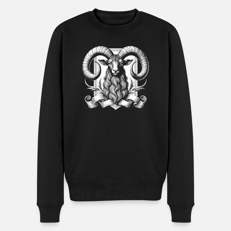 Schafbock - Männer Premium Bio Pullover - Schwarz
