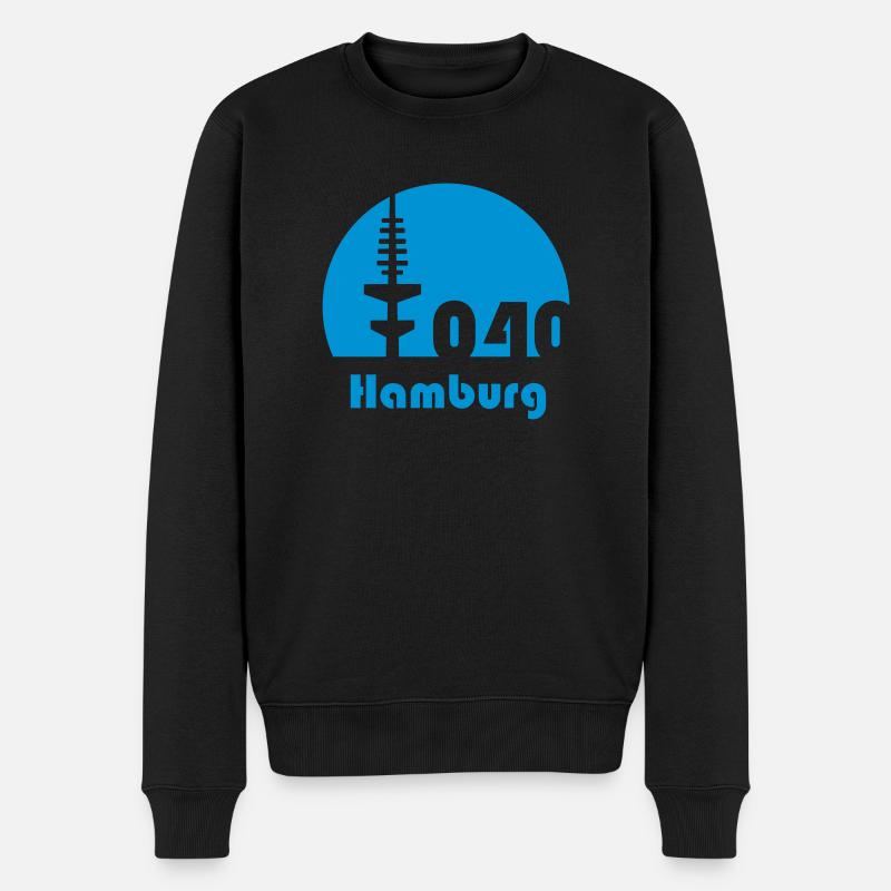 Hamburg Fernsehturm 040 Schrift - Männer Premium Bio Pullover - Schwarz