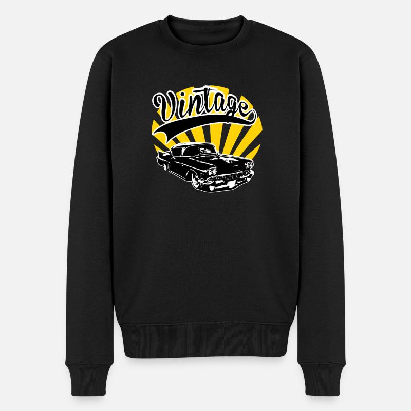 Vintage Cadillac - Männer Premium Bio Pullover - Schwarz