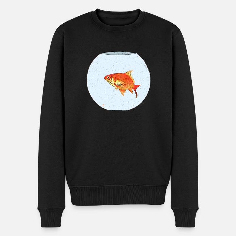 Poisson rouge / Goldfisch - Männer Premium Bio Pullover - Schwarz