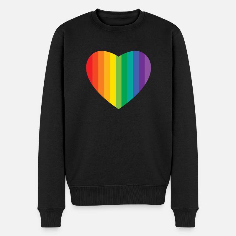 Herz - Männer Premium Bio Pullover - Schwarz