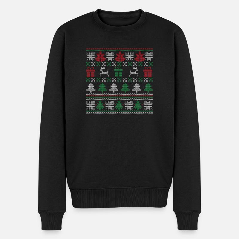 ugly xmas Weihnachten Tannenbaum Schneeflocke - Männer Premium Bio Pullover - Schwarz