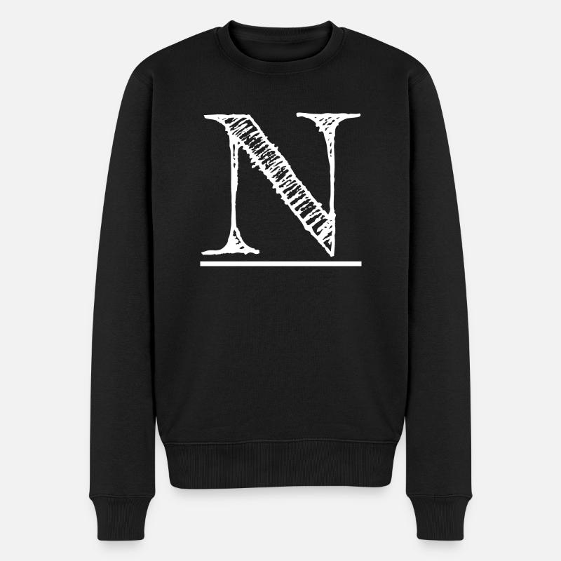Lettre N Géante - à la main (blanc) - Pull Premium bio Homme - noir