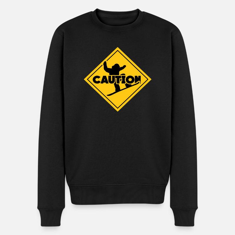 caution lenzerheide skigebiet - Männer Premium Bio Pullover - Schwarz