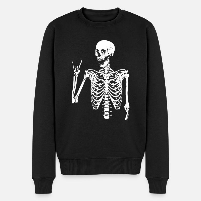 Headbangers Skull - Männer Premium Bio Pullover - Schwarz