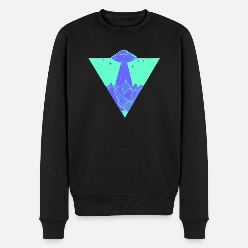UFO Erde Planet - Männer Premium Bio Pullover - Schwarz