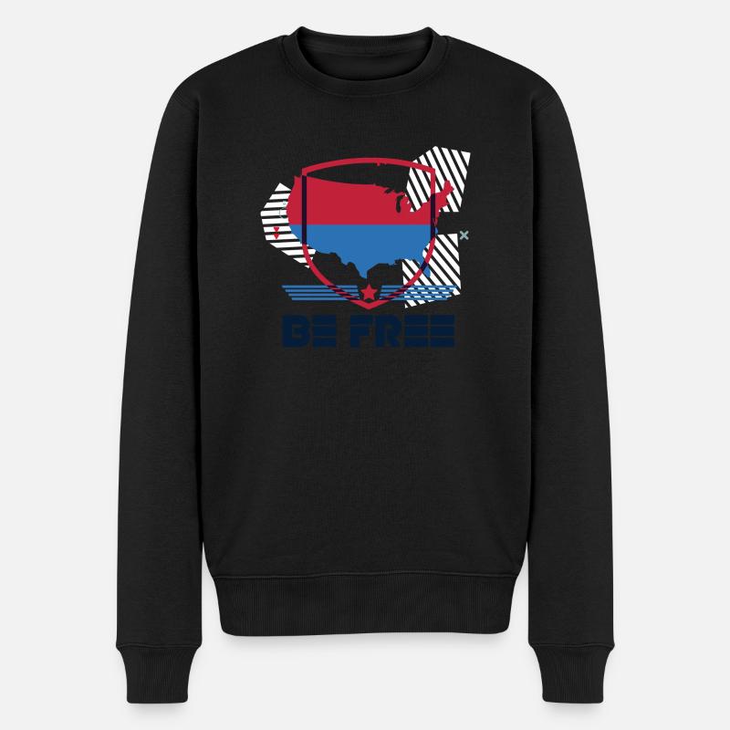 Be free America - Männer Premium Bio Pullover - Schwarz