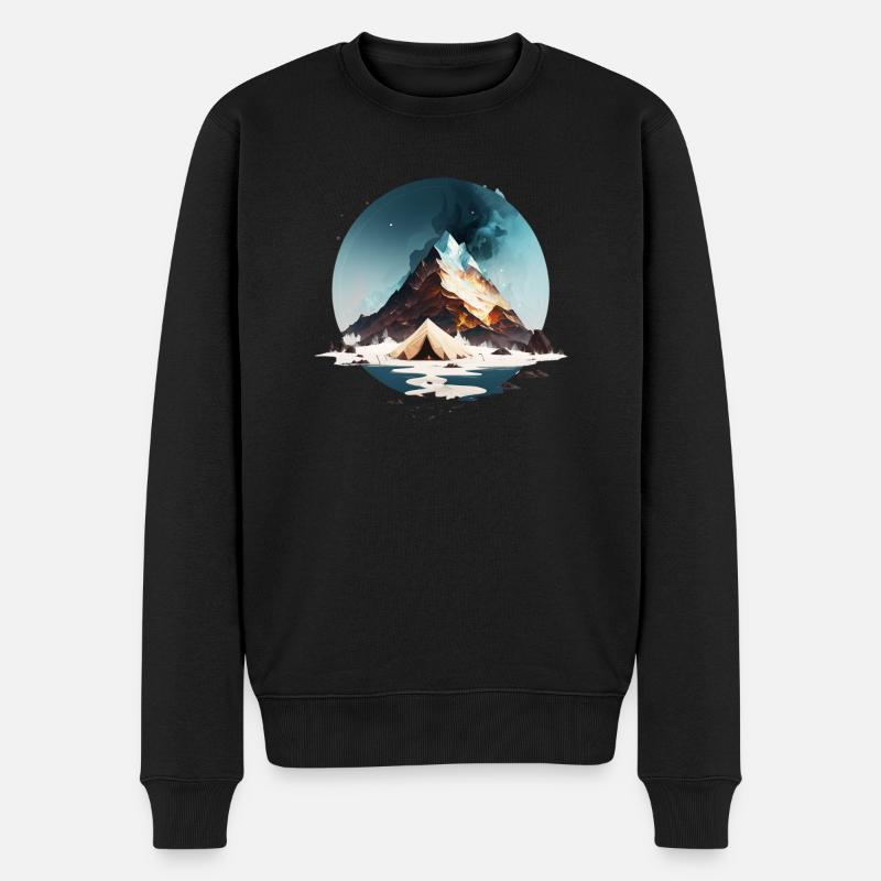 Zelt am See und in den Bergen - Männer Premium Bio Pullover - Schwarz