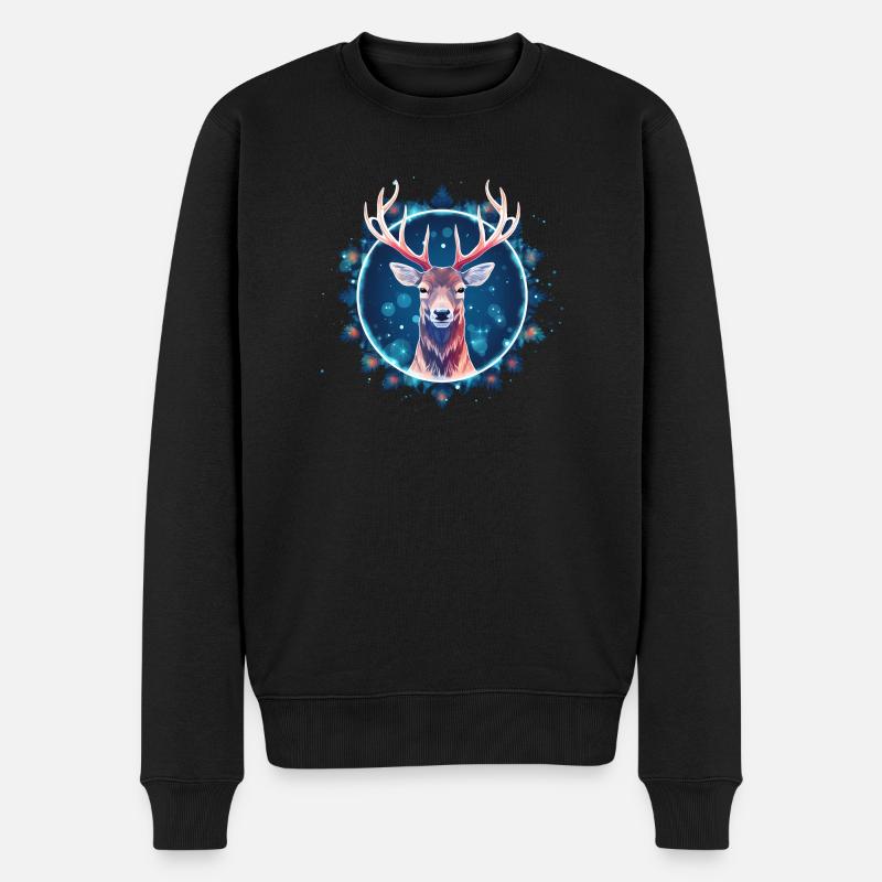 Cerf dans l’ornement, cerfs d’amour - Pull Premium bio Homme - noir