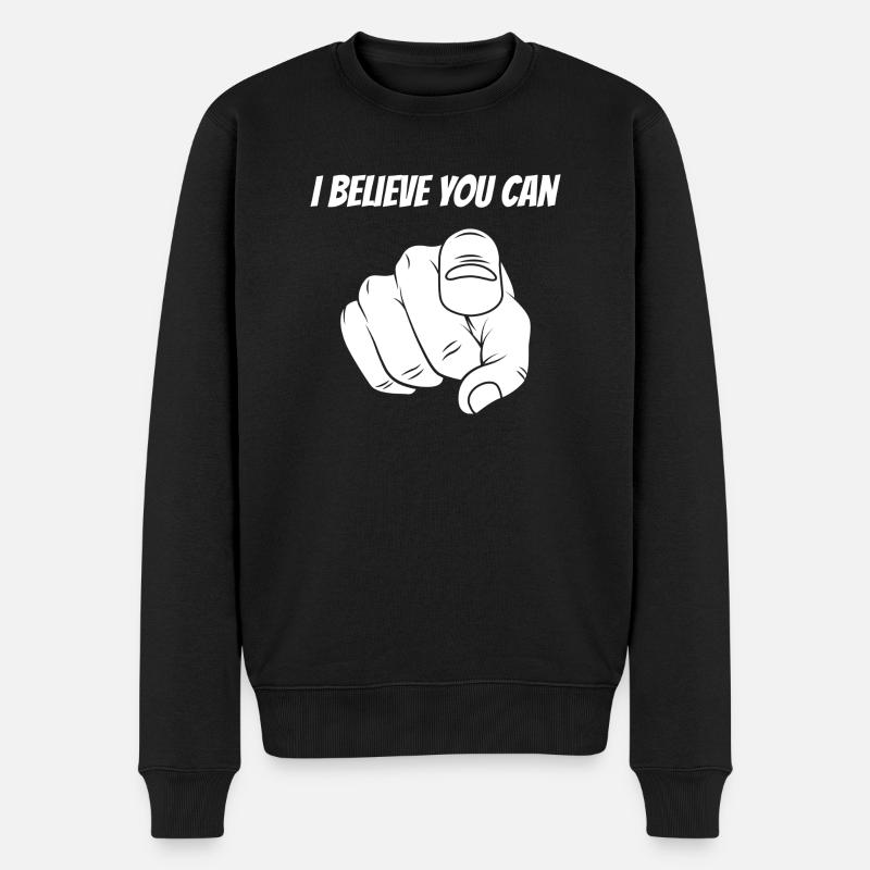 Ich glaube, du kannst Motivationskleidung - Männer Premium Bio Pullover - Schwarz