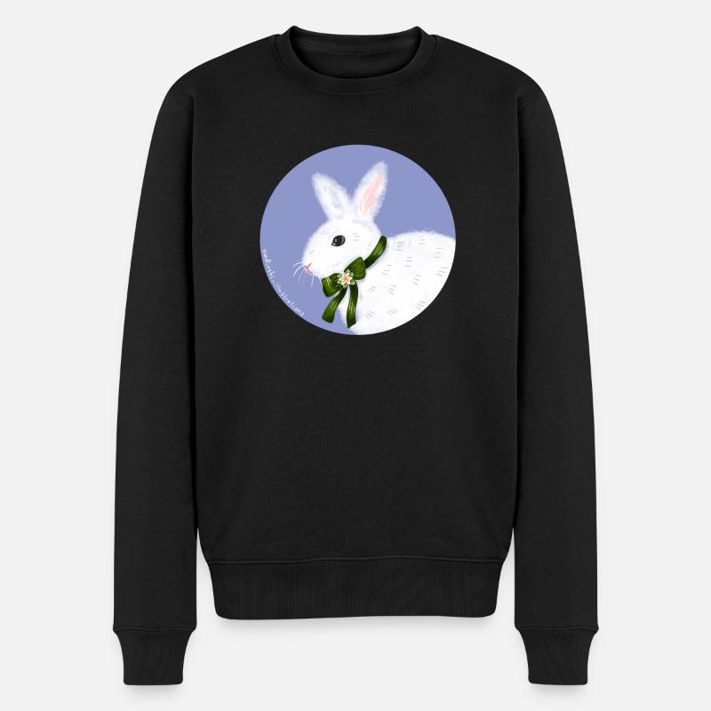 Weißer Hase - Männer Premium Bio Pullover - Schwarz
