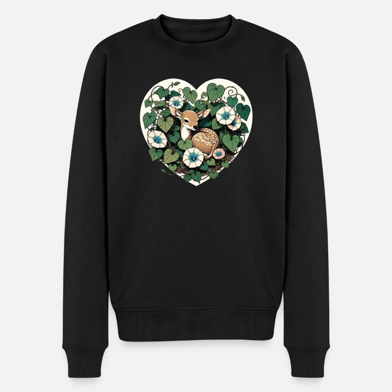 Frühlings-Rehkitz - Männer Premium Bio Pullover - Schwarz