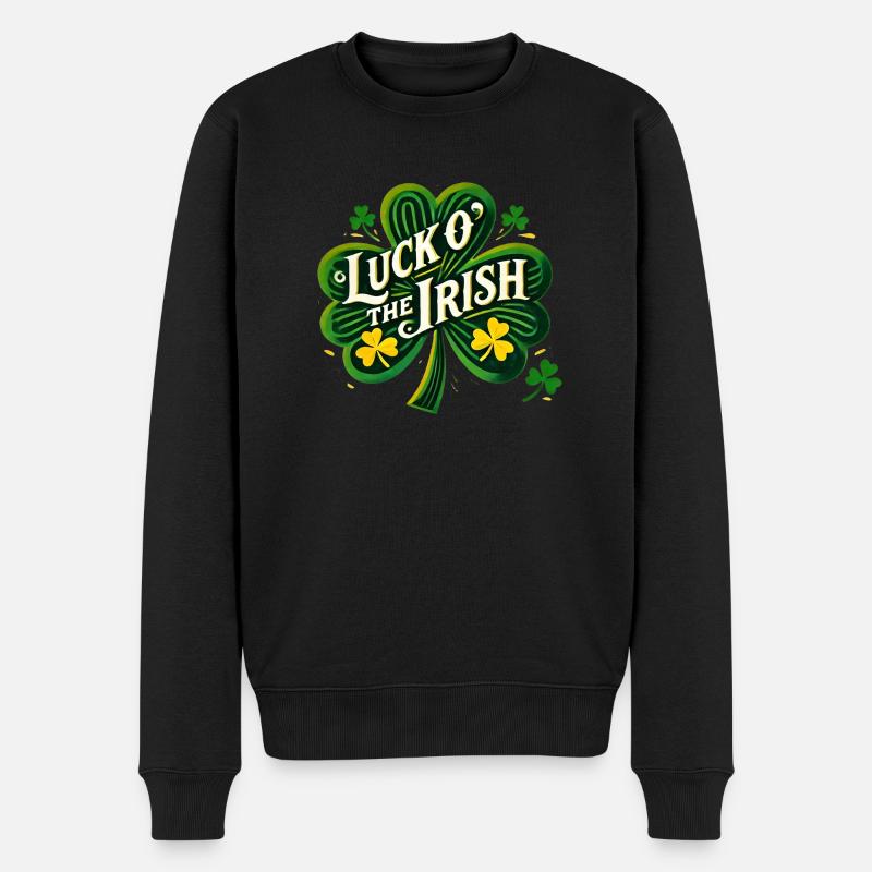 Glück der Iren - Männer Premium Bio Pullover - Schwarz