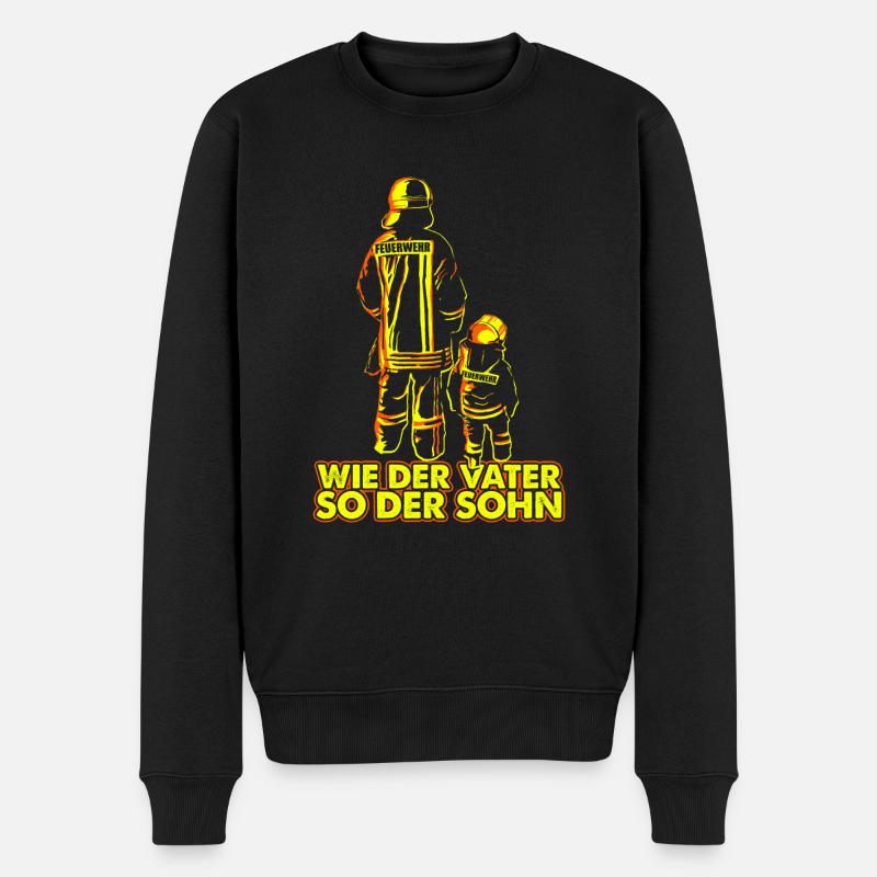 Feuerwehr Vater Sohn Feuer - Männer Premium Bio Pullover - Schwarz
