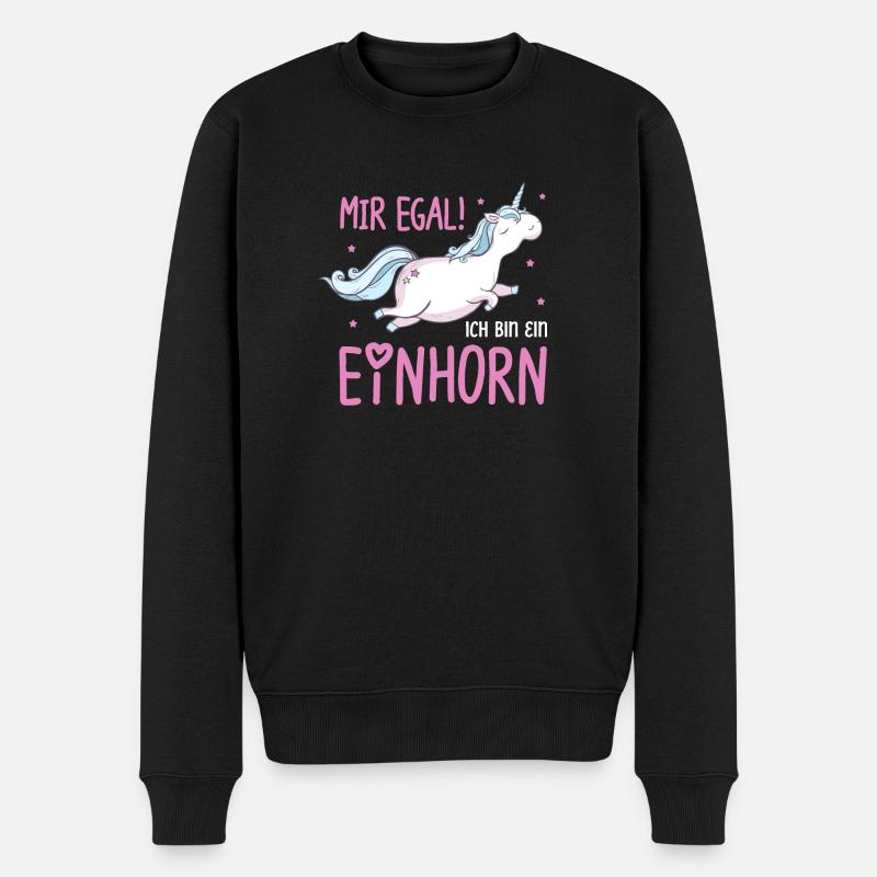 Mir egal ich bin ein Einhorn - Männer Premium Bio Pullover - Schwarz