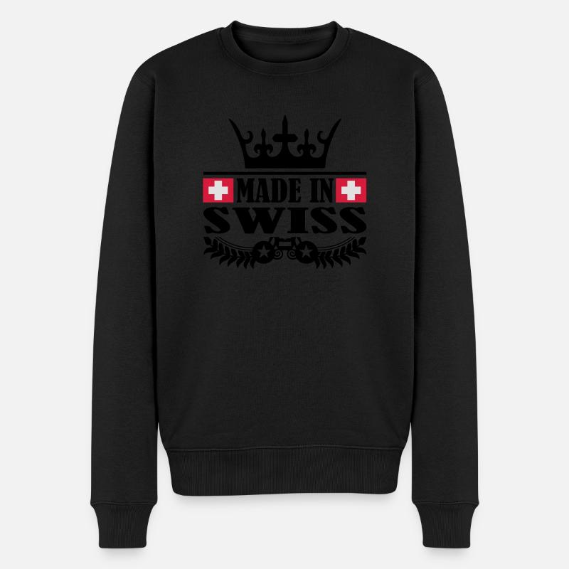 made_in_swiss_3 - Männer Premium Bio Pullover - Schwarz