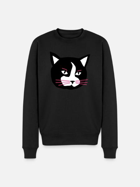 Cat - Männer Premium Bio Pullover - Schwarz