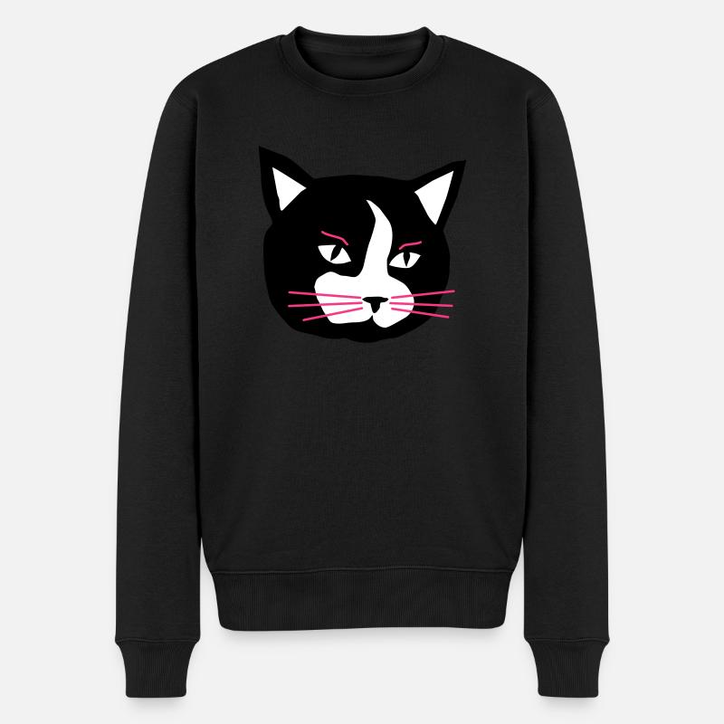 Cat - Männer Premium Bio Pullover - Schwarz