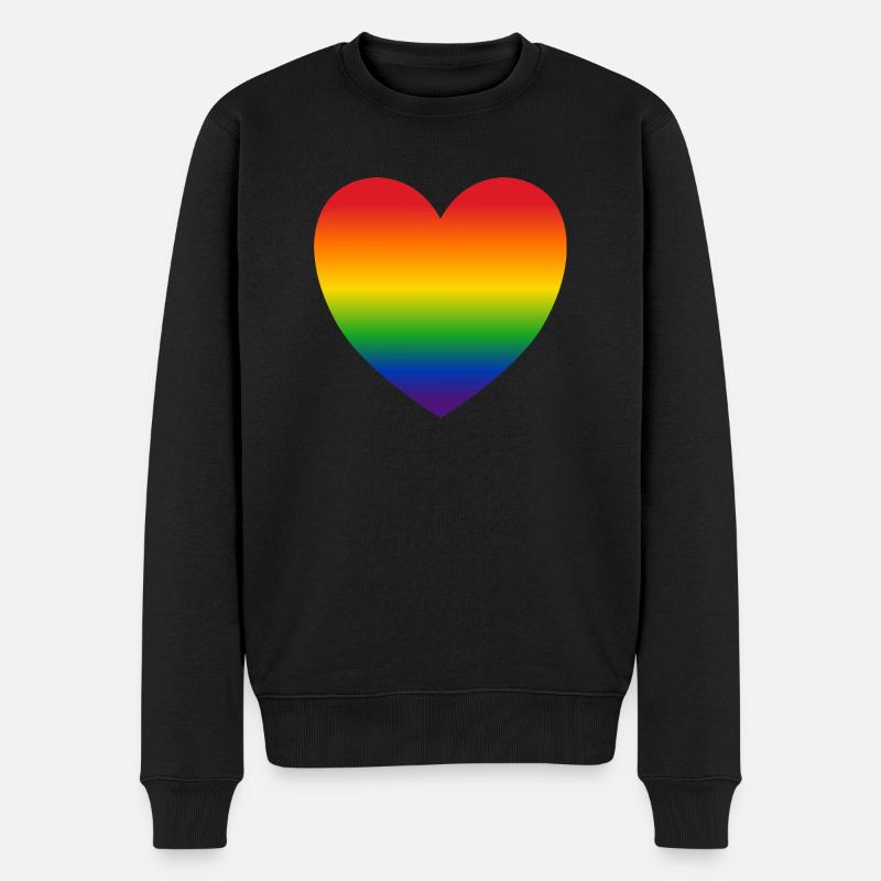 Herz Regenbogenfarben Geschenk - Männer Premium Bio Pullover - Schwarz