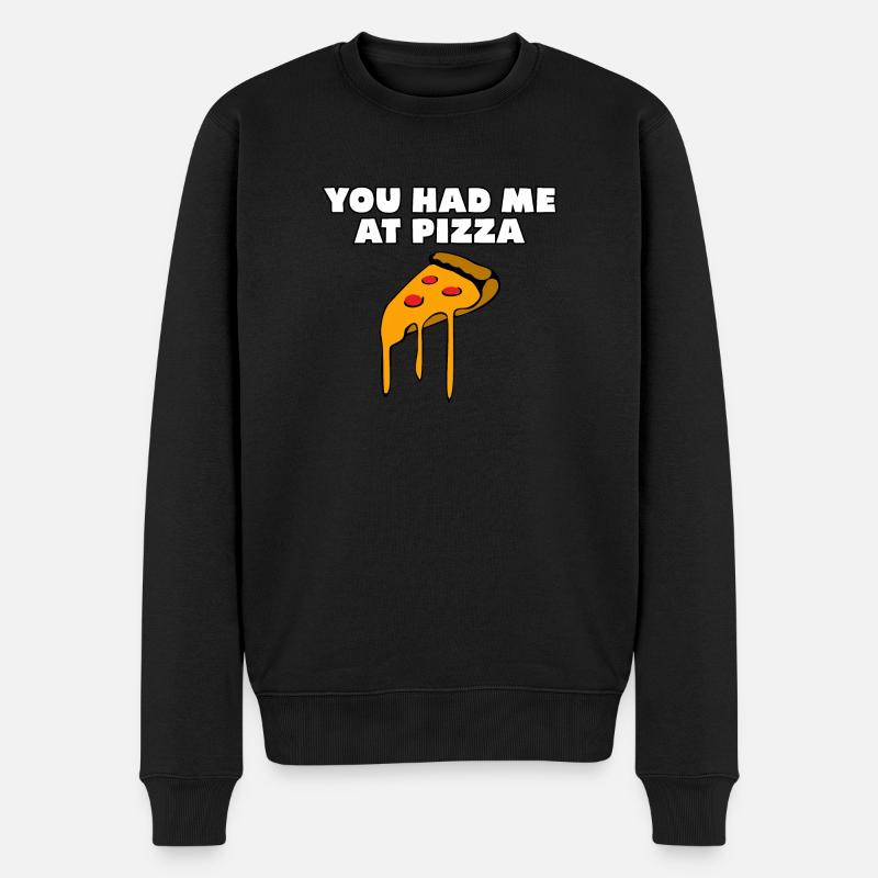 Pizza - Männer Premium Bio Pullover - Schwarz