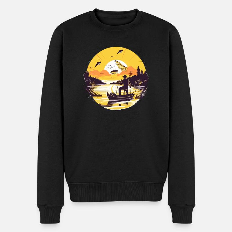 Le pêcheur au chapeau - Pull Premium bio Homme - noir