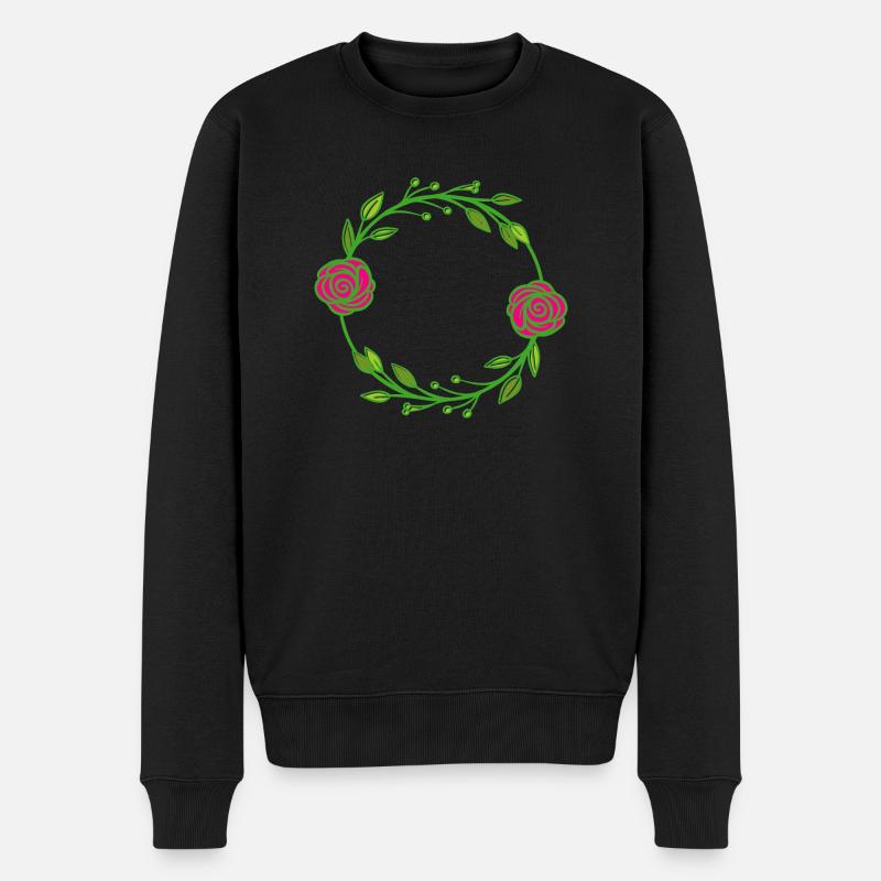 Flower Blume Pflanze - Männer Premium Bio Pullover - Schwarz