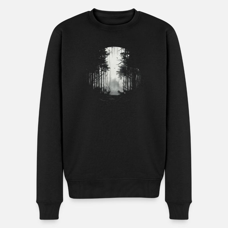 Mystischer Wald Bäume Natur - Männer Premium Bio Pullover - Schwarz