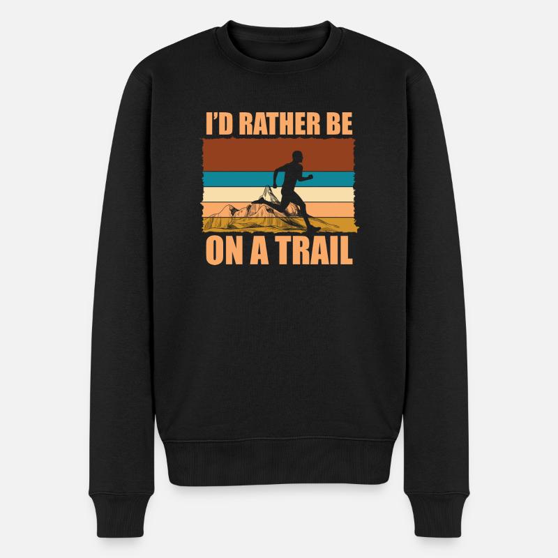 Trail Run Ultra Running Berg Trekking Laufen - Männer Premium Bio Pullover - Schwarz