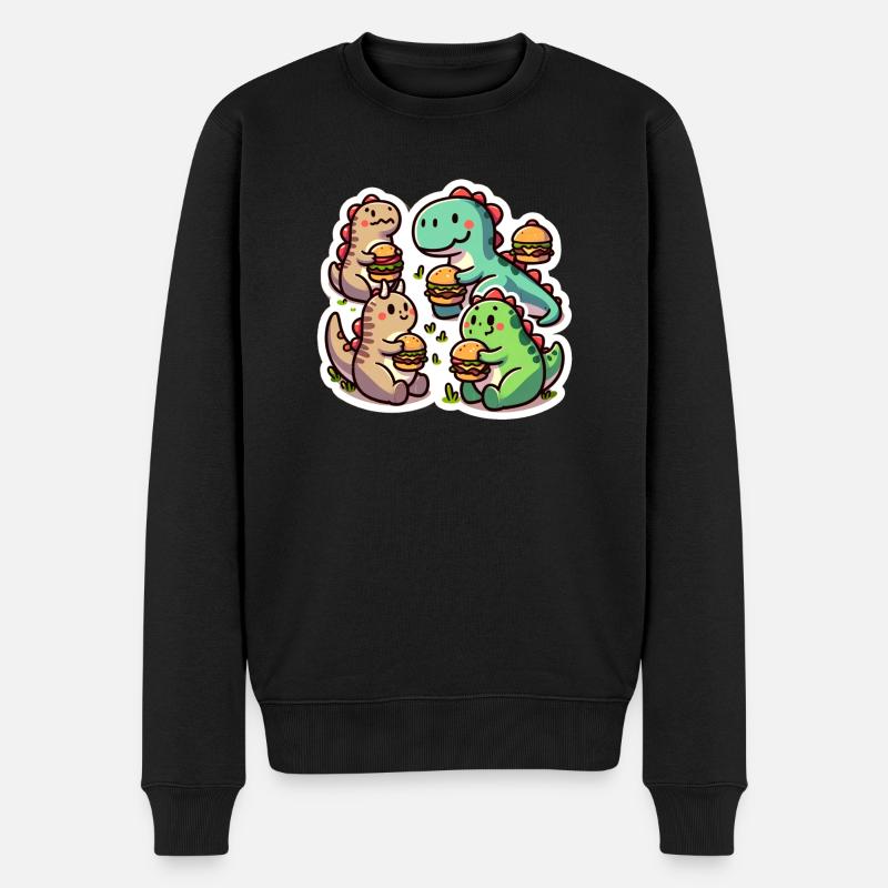 Dino-Burger-Party - Männer Premium Bio Pullover - Schwarz