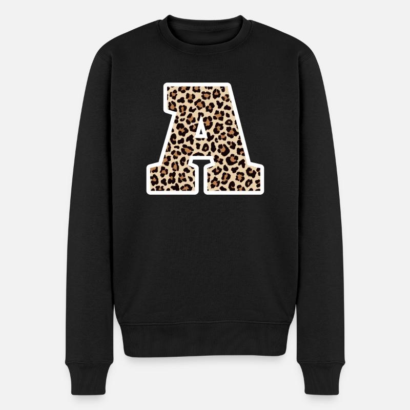 lettre A motif léopard -idée cadeau d’anniversaire - Pull Premium bio Homme - noir