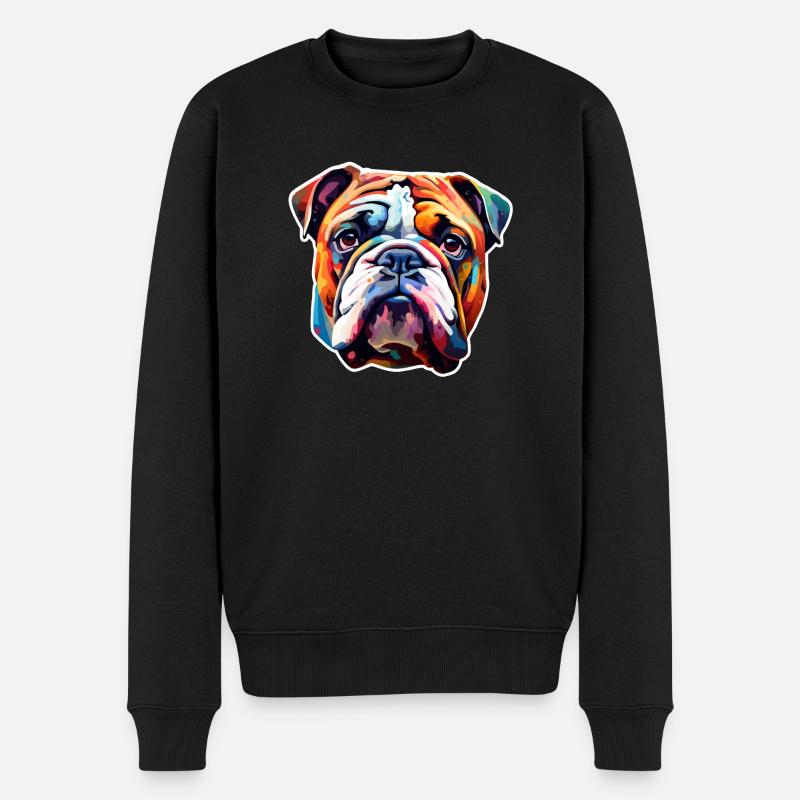 Bulldogge bunt - Männer Premium Bio Pullover - Schwarz