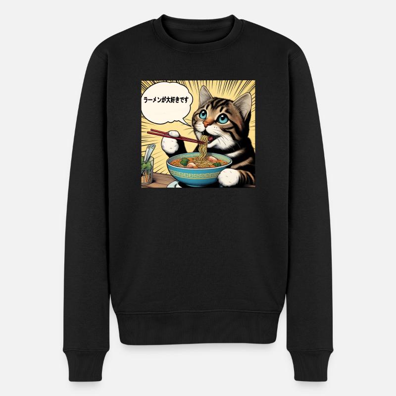 J’adore les ramen chat - Pull Premium bio Homme - noir