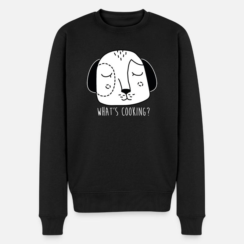 Comic Hund Gesicht mit Spruch What´s cooking - Männer Premium Bio Pullover - Schwarz