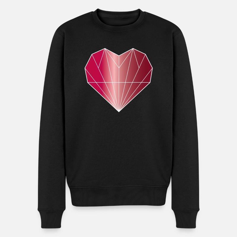 Heart Diamond Ruby Red - Men's Premium Organic Jumper - black