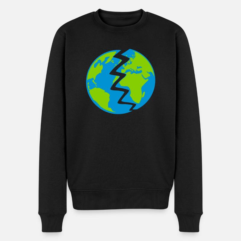 Zerstörte Erde Design - Männer Premium Bio Pullover - Schwarz