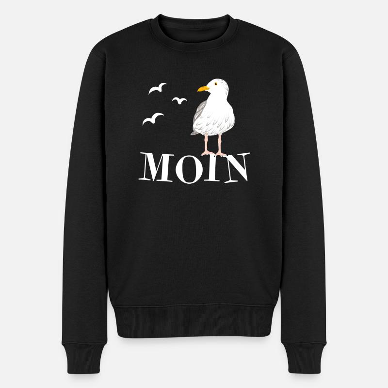 Moin Möwe - Männer Premium Bio Pullover - Schwarz